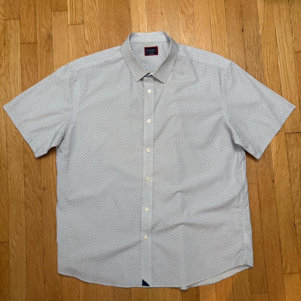 UNTUCKit Passerina Fish Print Shirt Men's XL White‎ Blue Cotton Button Up